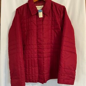 Eddie Bauer Jacket Coat Red Quilted Pockets Womens Size Large NEW WITH TAGS